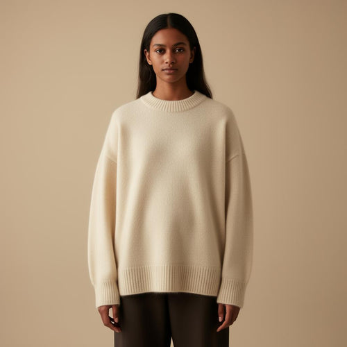 Cream cashmere oversized knit sweater